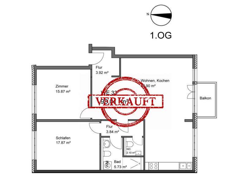 Richard Wagner Str. 11 - WE 33 - 98,01 m² Wfl, 1. Obergeschoss