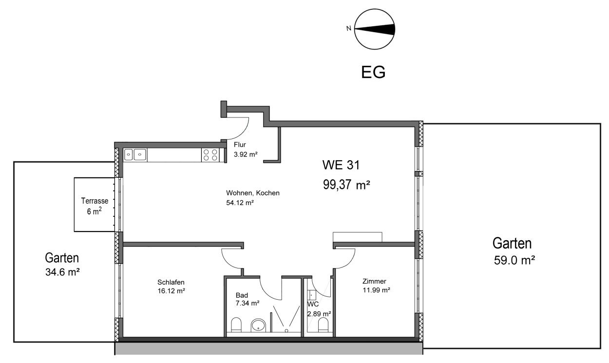 Richard Wagner Str. 11 - WE 31 - 99,37 m² Wfl, Erdgeschoss
